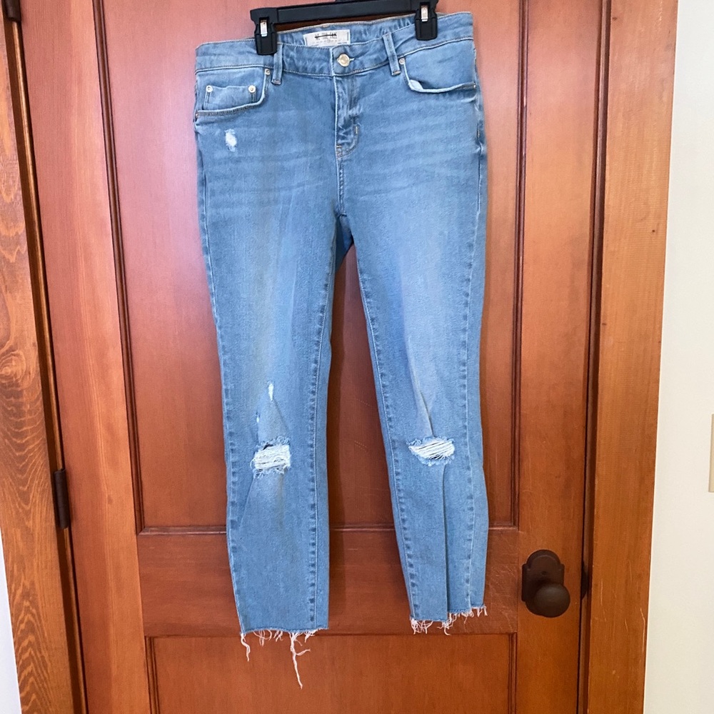 slightly distressed jeans